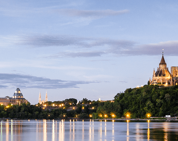 Exterior of Canadian parliament buildings in Ottawa