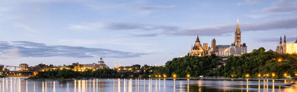 Exterior of Canadian parliament buildings in Ottawa