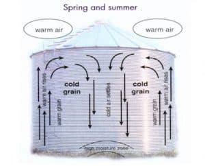 Air flow in bins containing canola
