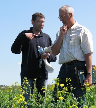 CCC agronomy specialist Dan Orchard (left) and AARD oilseed specialist Murray Hartman are just two of the experts involved in the Alberta Ultimate Canola Challenge.