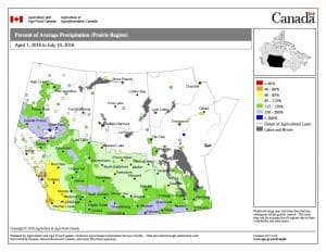 Percent of ave precip_April 1 - July 10, 2016