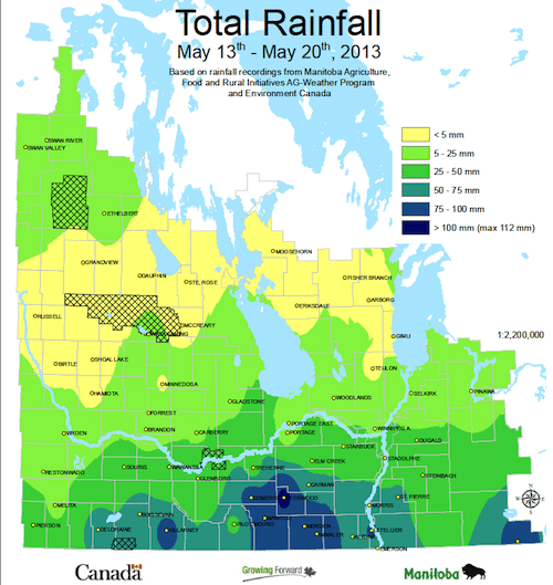 Total rainfall Manitoba May longweekend small