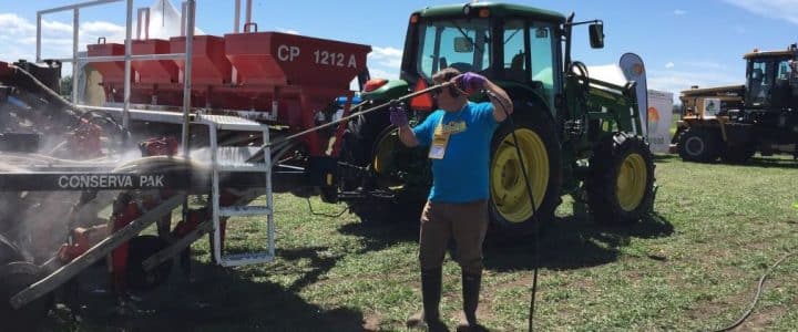 spraying farm equipment for clubroot spore sanitation