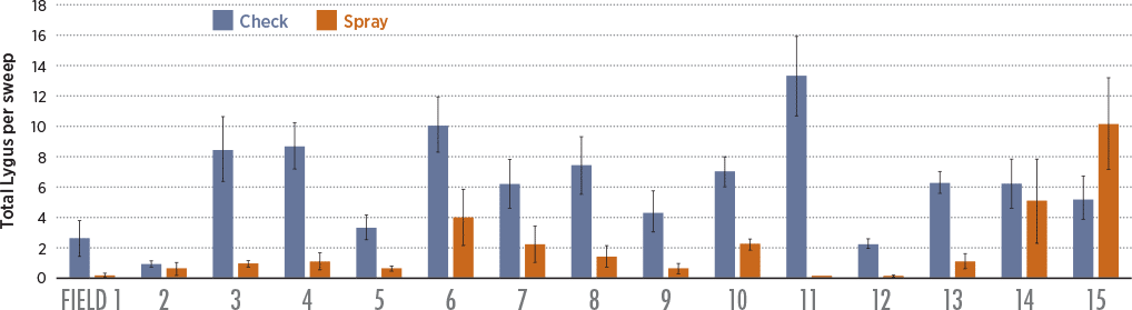 Lygus bug in canola graph