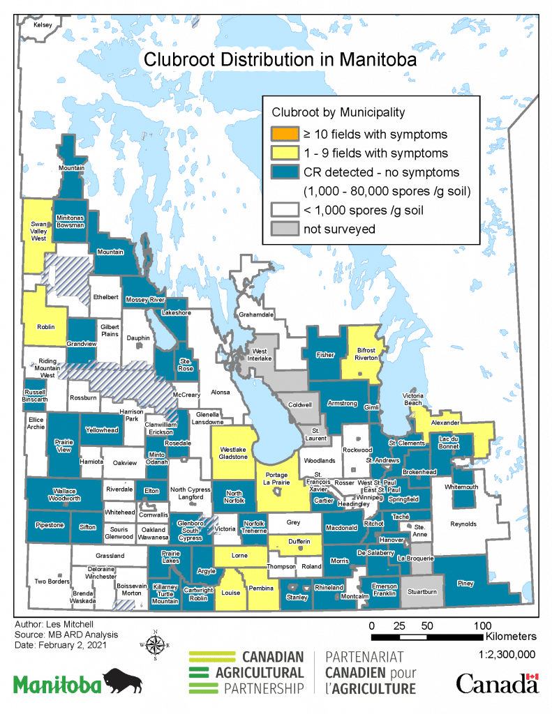 MB clubroot distribution map 2021