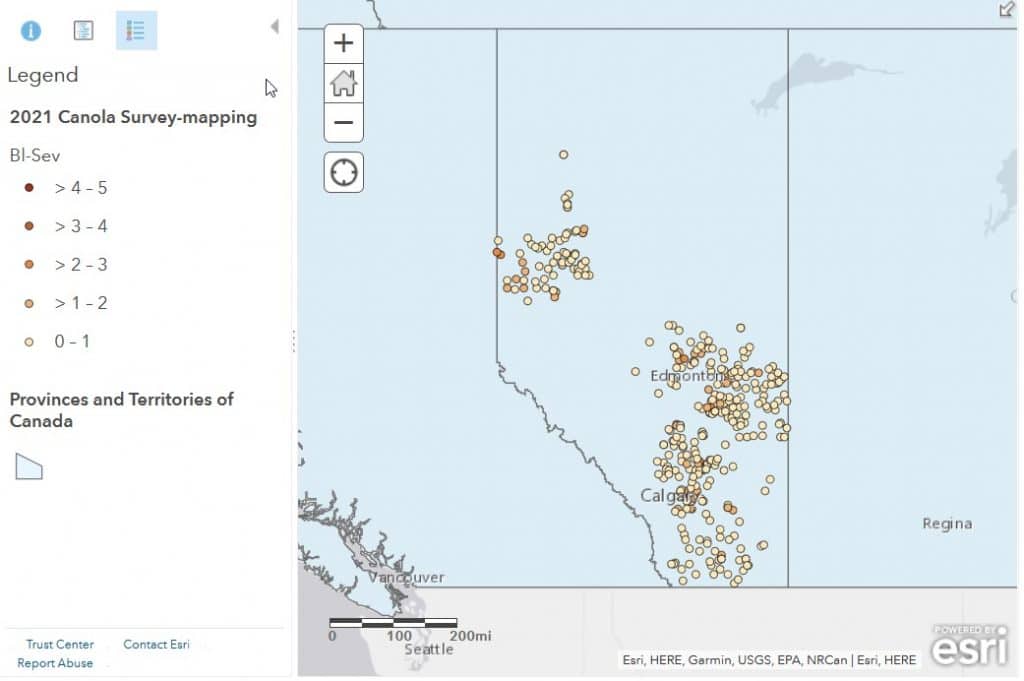 2021 Alberta blackleg survey map