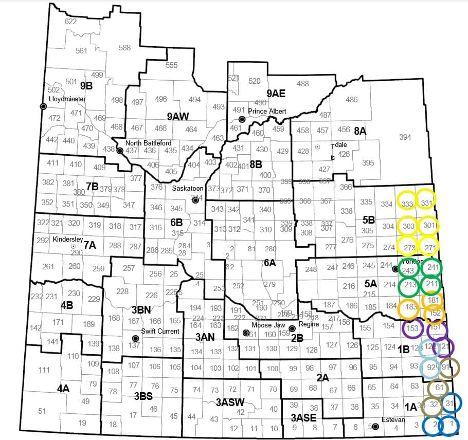 Verticillium Stripe Survey Distribution in Saskatchewan