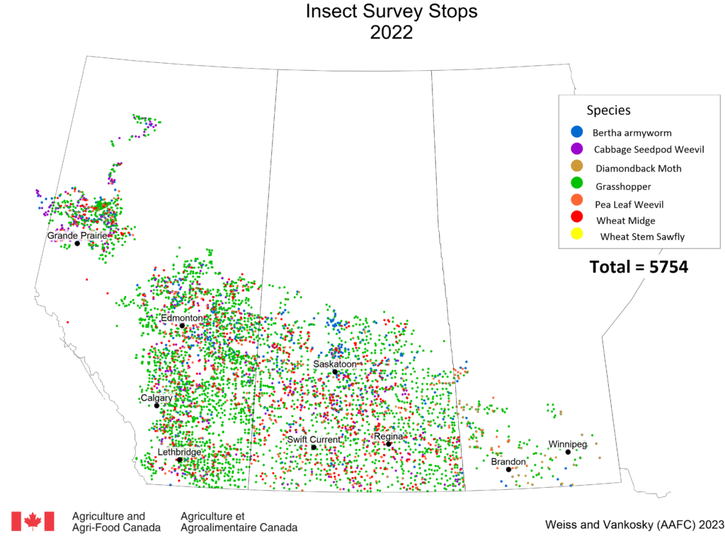 2022 prairie insect survey map