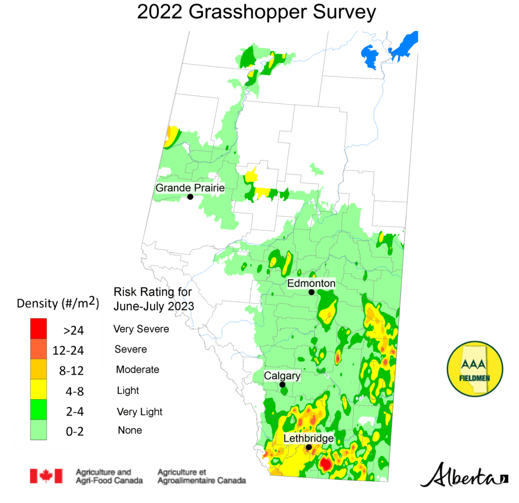 2023 AB grasshopper forecast map