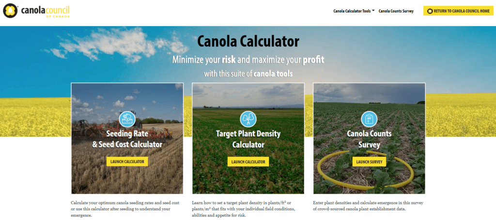 Canola Calculator seeding tools