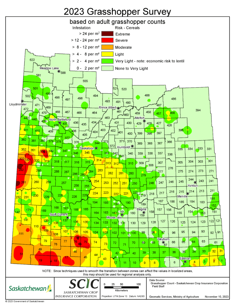 2023 Saskatchewan grasshopper survey results