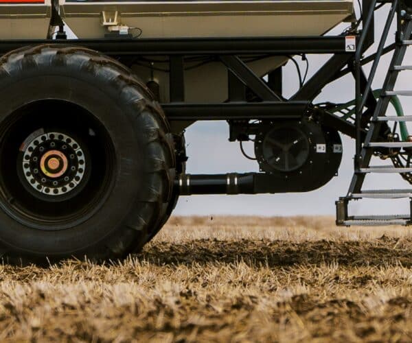 An on-farm field trial in progress; photo credit to SaskOIlseeds